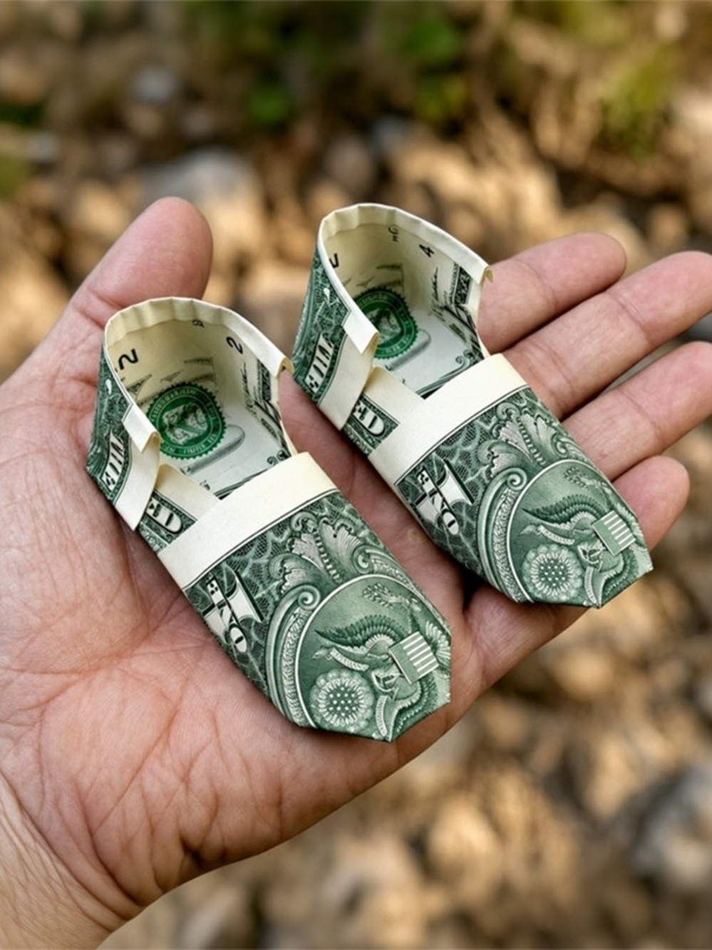 Handmade Gift Item - Money Origami Baby Shoes - Dollar Origami Clothes